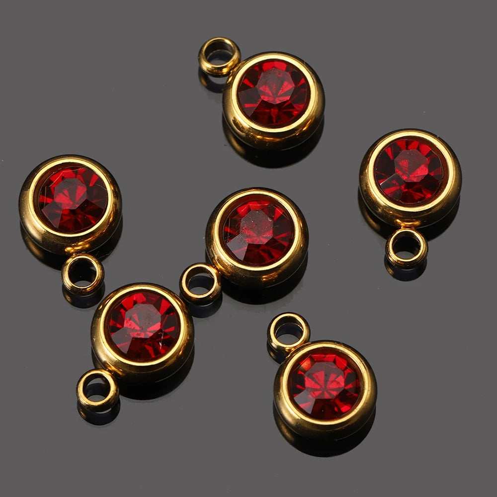 20pcs 6mm Stainless Steel Rhinestone Beads Gold Color Crystal Charms Pendants for Necklace Bracelet Jewelry Making Charm 2030