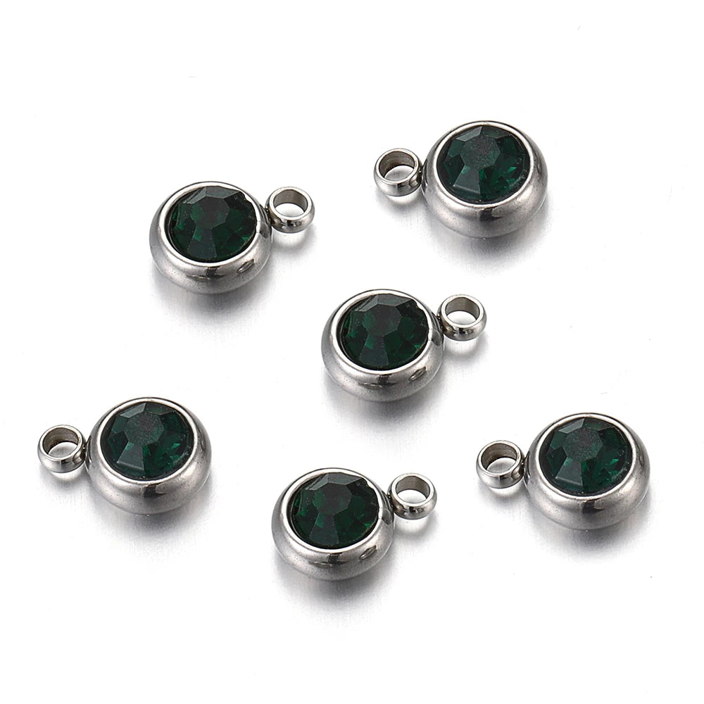 20pcs 6mm Stainless Steel Rhinestone Beads Gold Color Crystal Charms Pendants for Necklace Bracelet Jewelry Making Charm 2030