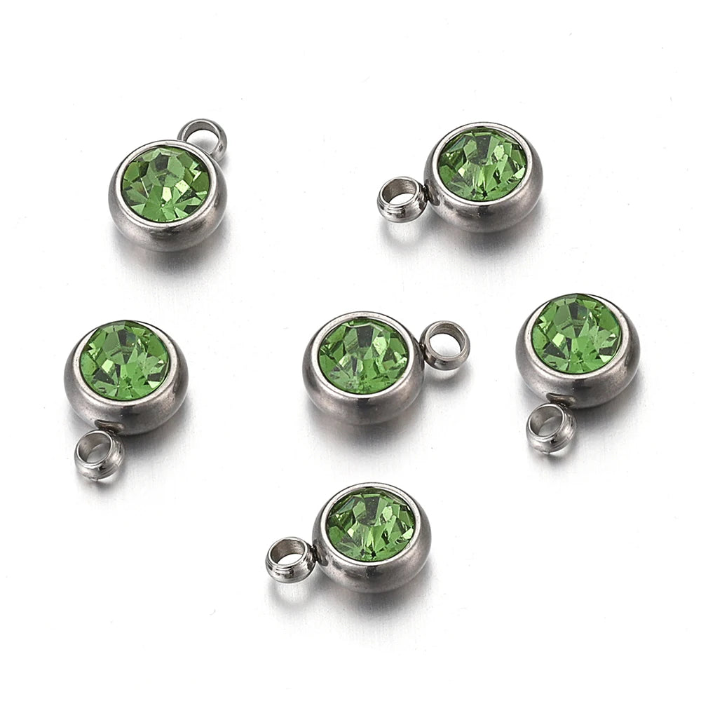 20pcs 6mm Stainless Steel Rhinestone Beads Gold Color Crystal Charms Pendants for Necklace Bracelet Jewelry Making Charm 2030